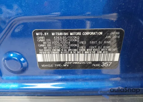 2016 Mitsubishi Outlander Sport 2.4 Se z USA, uszkodzony, nr VIN JA4AP3AW3GZ057295